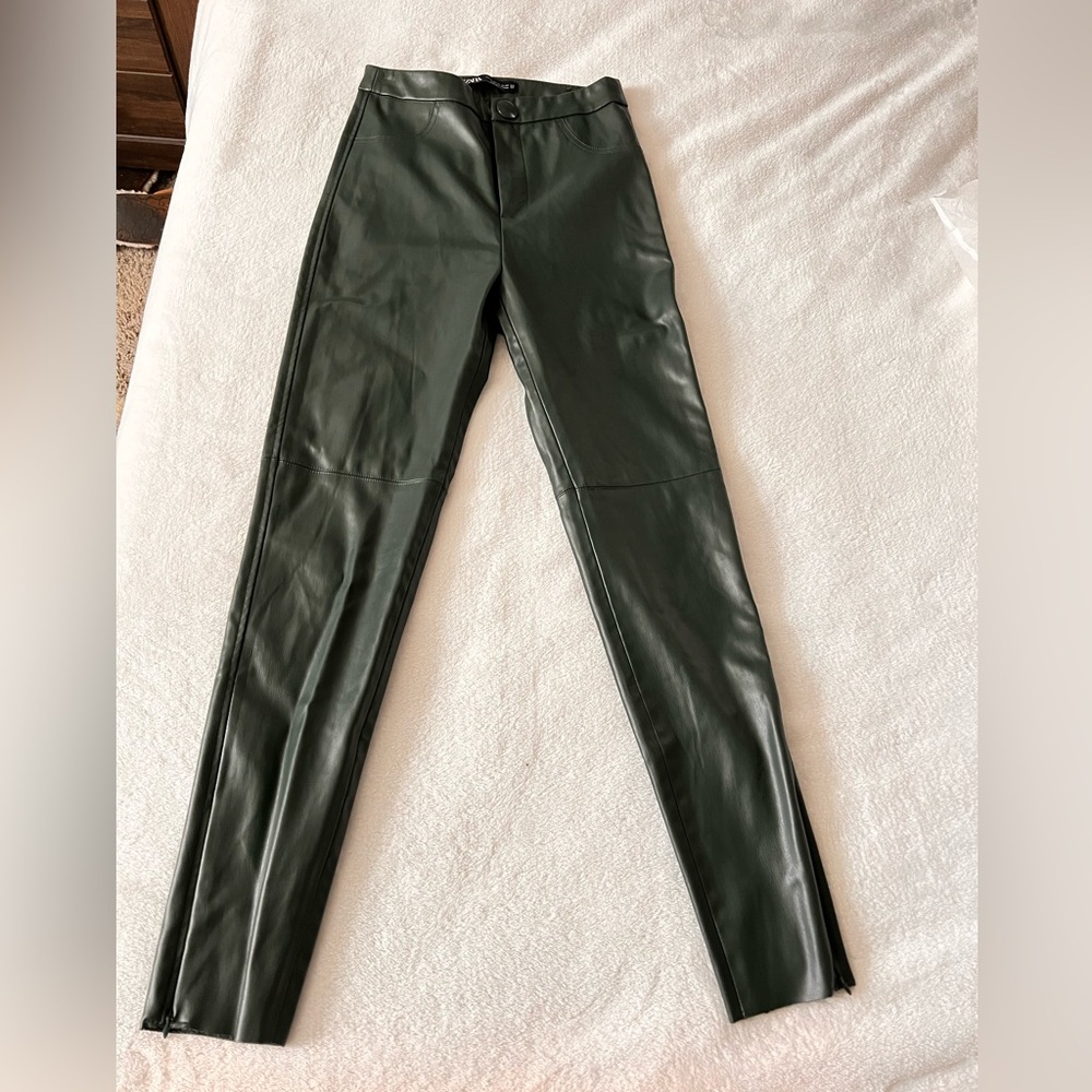 ZARA Faux leather high waist bootcut pants size xs